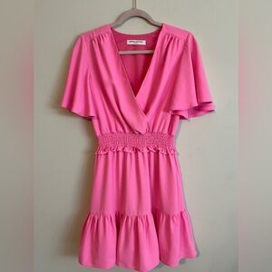 Amanda Uprichard Renata Flutter Sleeve Mini Dress Pink Size small